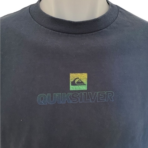 Quiksilver Surf Logo Navy Blue Tee Shirt Men M Medium - Picture 2 of 5